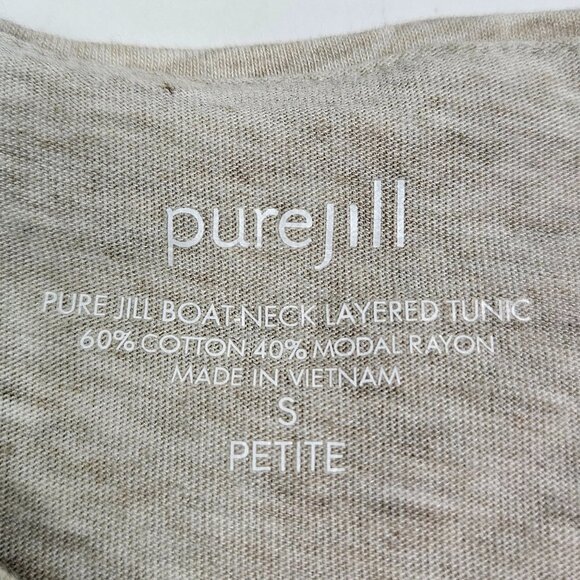 J. Jill Pure Jill Boat Neck Layered Tunic Top Oatmeal Heather S Petite - Picture 3 of 7